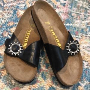 NWOT TATAMI BIRKENSTOCK Black Rhinestone Slide